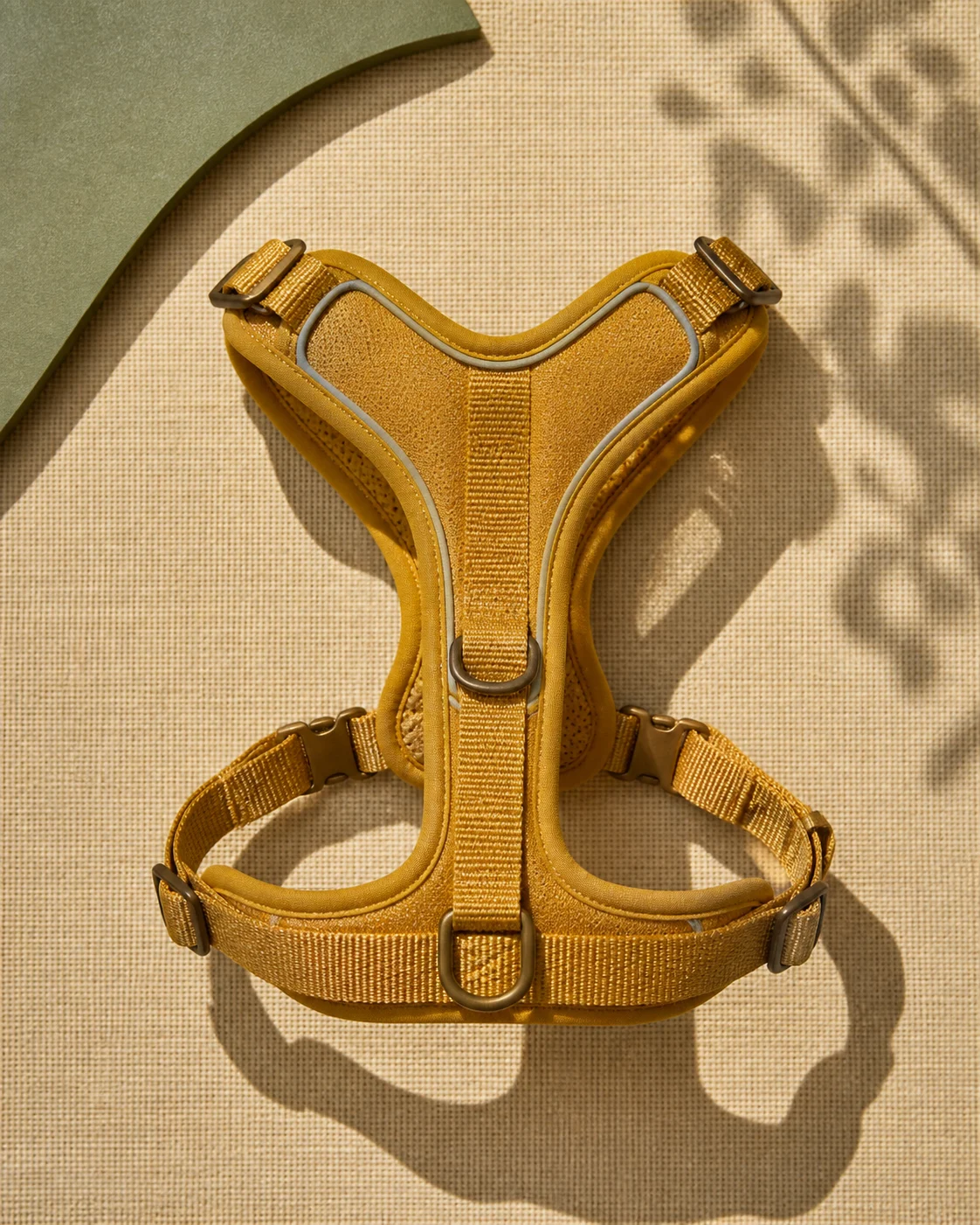 Mustard Field Harness laid flat on oat canvas
