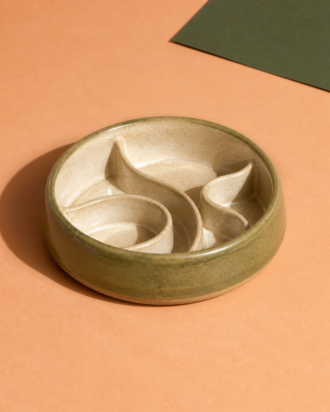 Sage ceramic Meadow Slow Feeder with curved channels